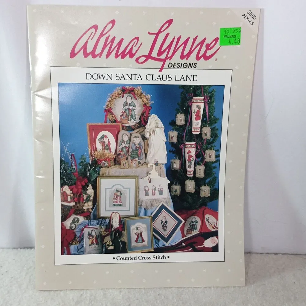 Vintage Alma Lynne Down Santa Claus Lane Cross Stitch Pattern Book Christmas1989